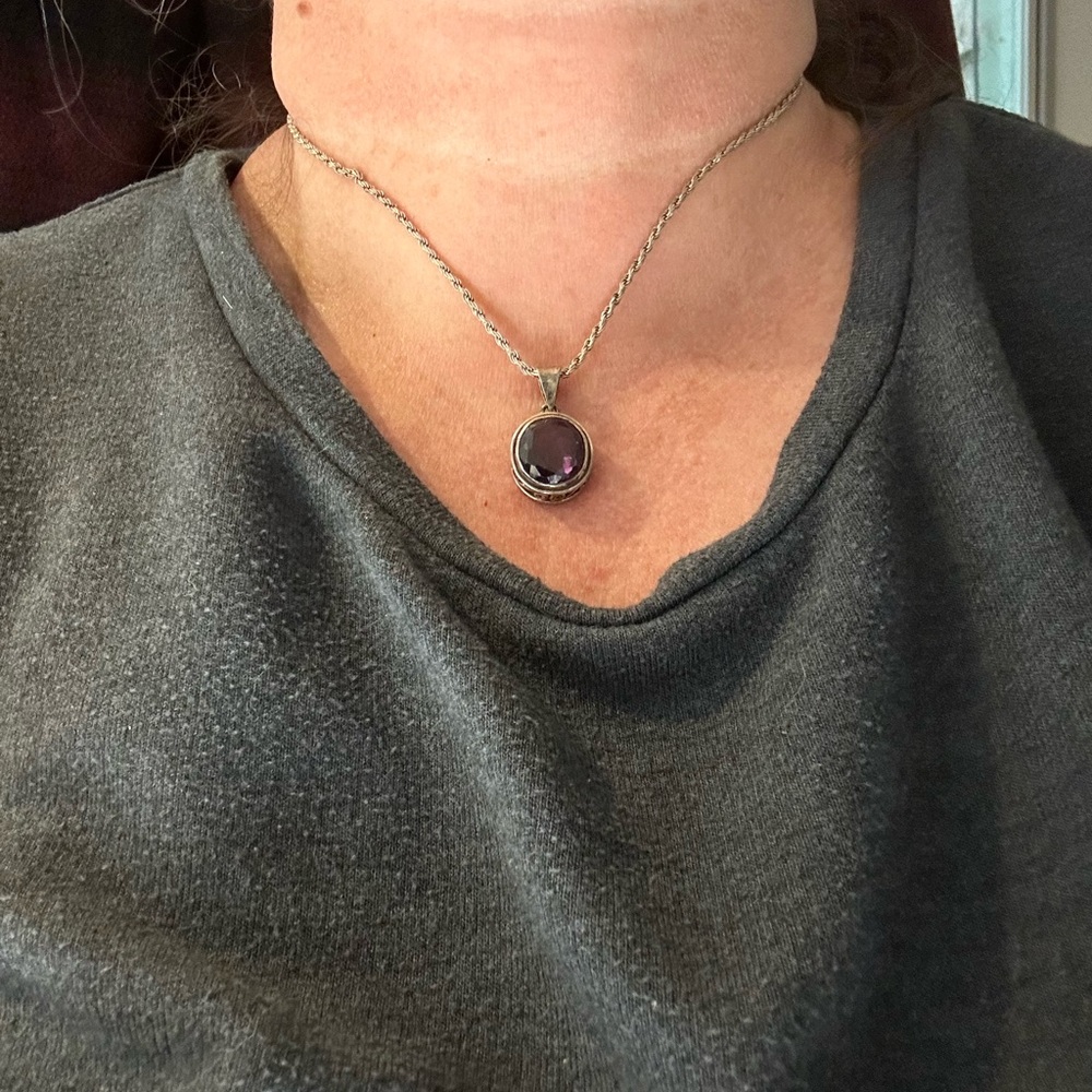 Amethyst silver necklace
